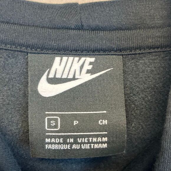 NIKE Women’s Heriatge Hoodie Small Black Cropped Pullover Sweatshirt Stripes - Picture 8 of 15